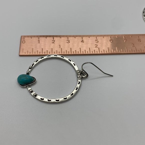 Turquoise Boho 925 Silver Dangle Drop Earrings - Picture 10 of 11